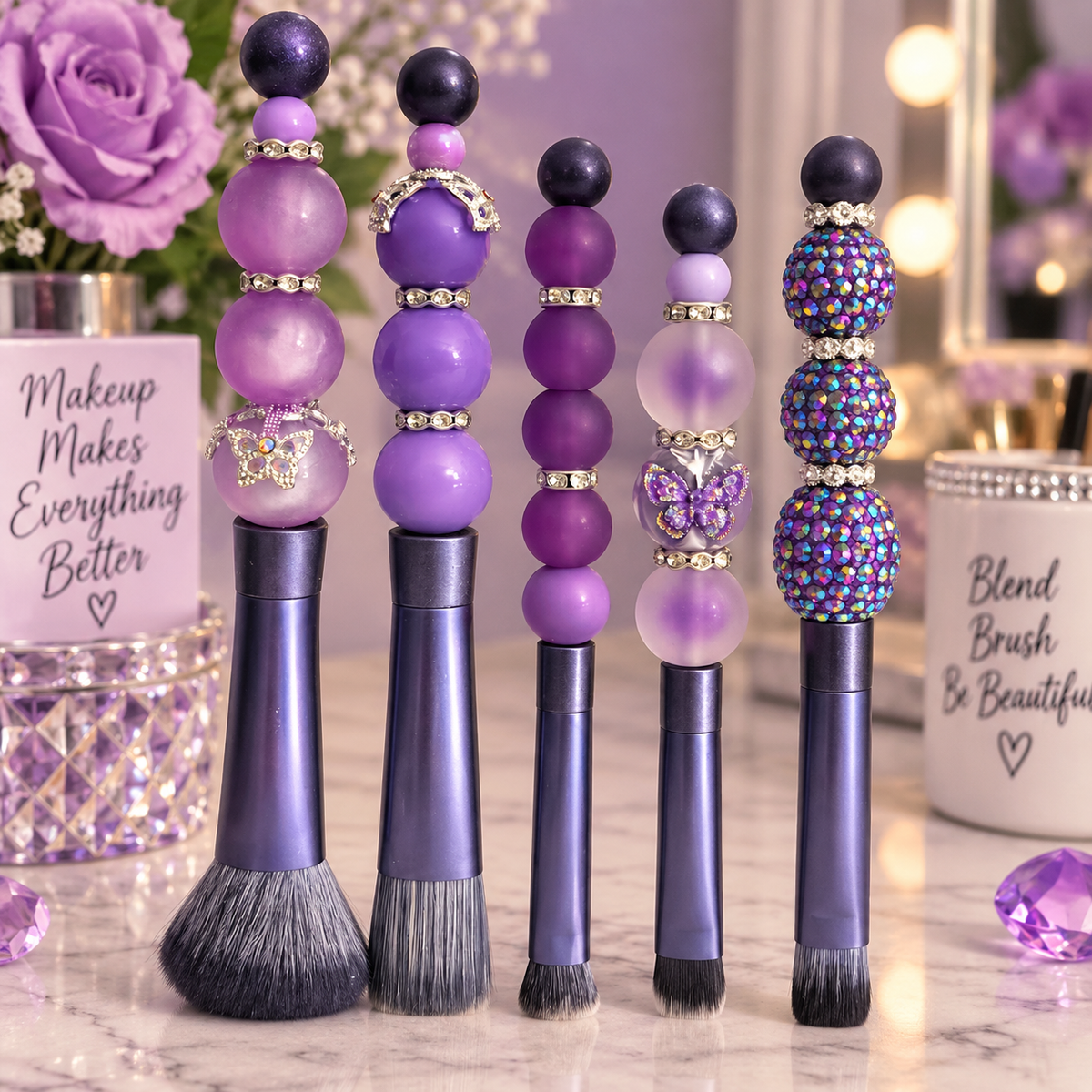 Beaded Makeup Brush Set