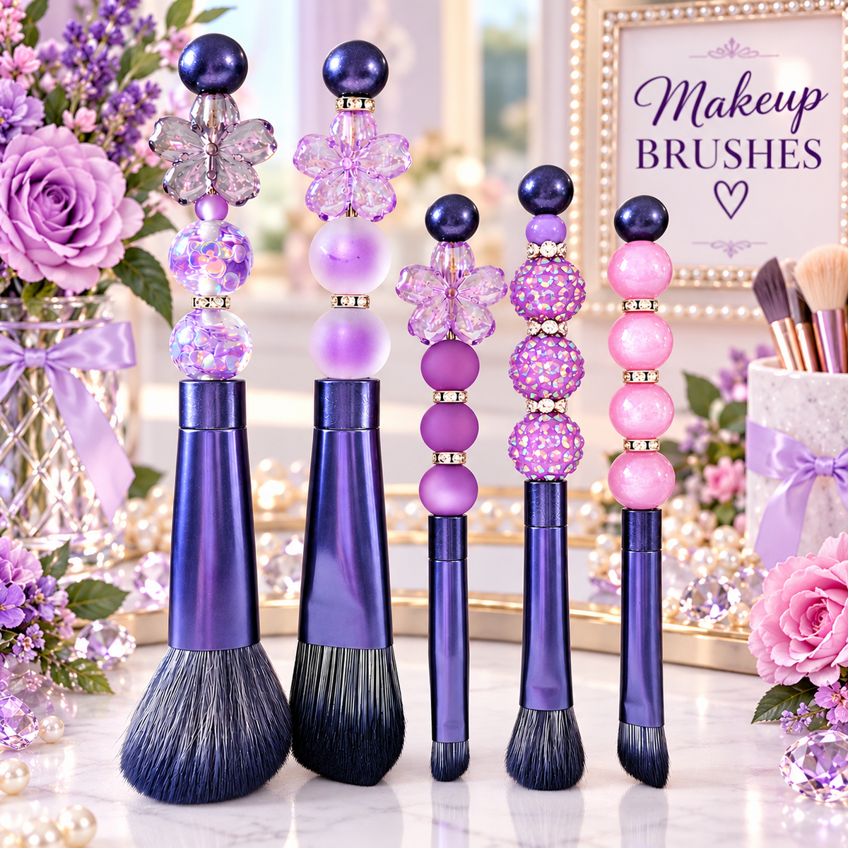 Beaded Makeup Brush Set